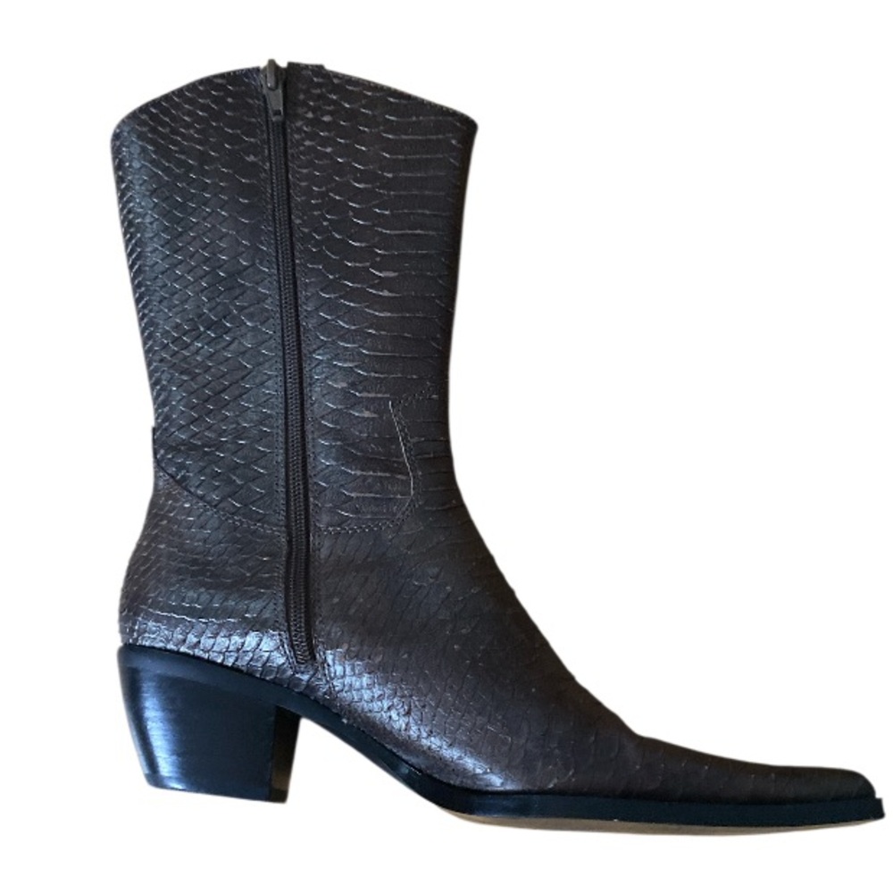 Steve Madden Kaden Black/brown Metallic Leather Snakeskin Boots size 8 - Picture 2 of 14